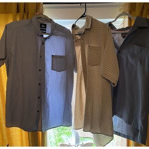 Quicksilver Mens Shirt Lot of 3 XL, L Short Sleeve Loose Fit Surf